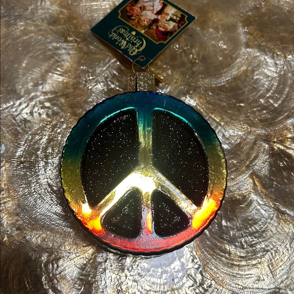 Peace Sign Ornament with Multicolor Design